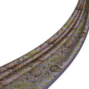 Lila Sarı Mezopotamya Model 05 Desenli Tensel Şal - Thumbnail