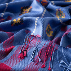 Lilac Carpet Design Cross Stich Prime Silk Scarf - Thumbnail