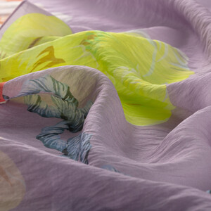 Lilac Chain Peony Patterned Tencel Scarf - Thumbnail