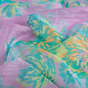Lilac Chrysanthemum Print Tencel Scarf - Thumbnail
