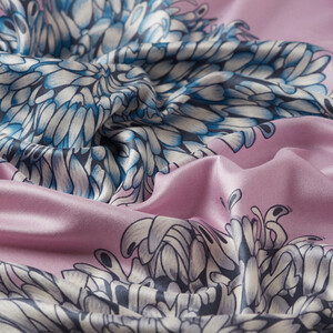 Lilac Dahlia Print Silk Shawl - Thumbnail