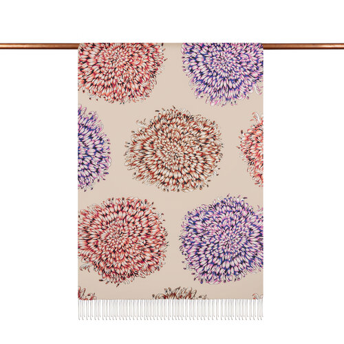 Lilac Dahlia Print Silk Shawl