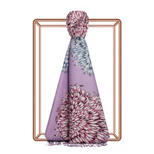 ipekevi - Lilac Dahlia Print Silk Shawl
