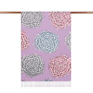 ipekevi - Lilac Dahlia Print Silk Shawl (1)