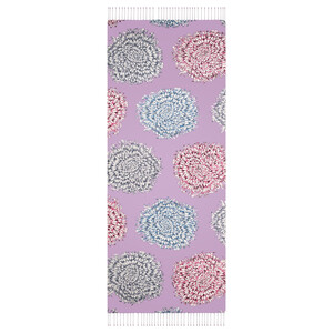 Lilac Dahlia Print Silk Shawl - Thumbnail