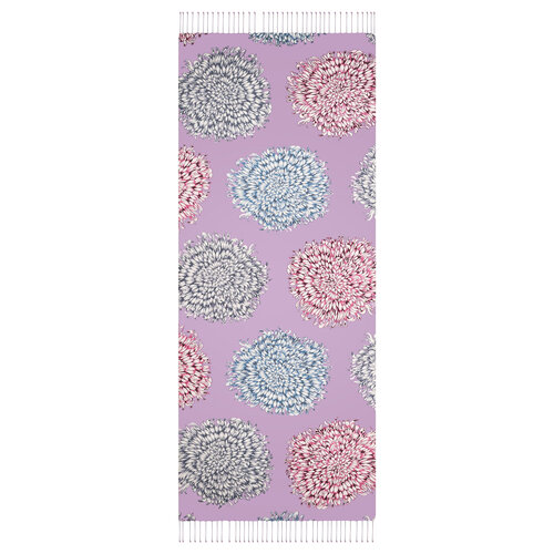 Lilac Dahlia Print Silk Shawl