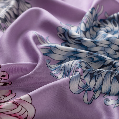 Lilac Dahlia Print Silk Shawl