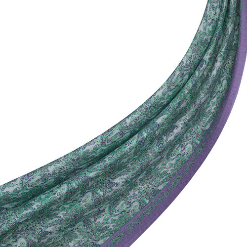 Lilac Green Mezopotamya Model 06 Print Tencel Scarf