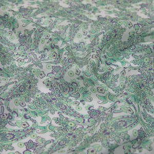 Lilac Green Mezopotamya Model 06 Print Tencel Scarf - Thumbnail
