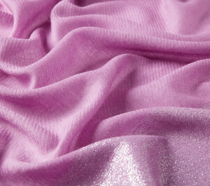 Lilac Lurex Border Wool Silk Scarf - Thumbnail