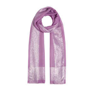 Lilac Lurex Border Wool Silk Scarf - Thumbnail