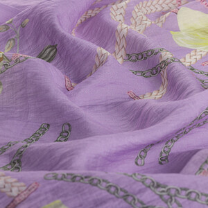 Lilac Mystic Garden Print Tencel Scarf - Thumbnail
