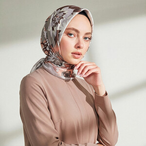  Lilac Nihavent Print Silk Twill Scarf - Thumbnail