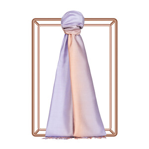 Lilac Salmon Plain Gradient Silk Scarf - Thumbnail