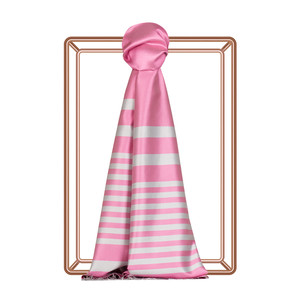 Lily Pink Meridian Striped Silk Scarf - Thumbnail