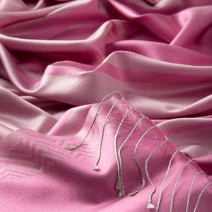 Lily Pink Retro Zigzag Silk Scarf - Thumbnail