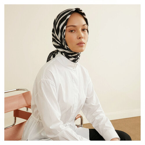 Macro Zebra Print Silk Twill Scarf