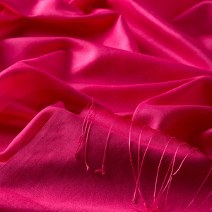 Magenta Mono Striped Silk Scarf - Thumbnail