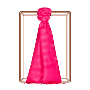 Magenta Mono Striped Silk Scarf - Thumbnail