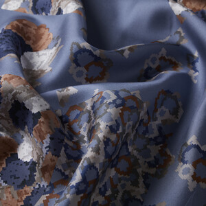 Magnetic Blue Lego Flower Twill Silk Scarf - Thumbnail