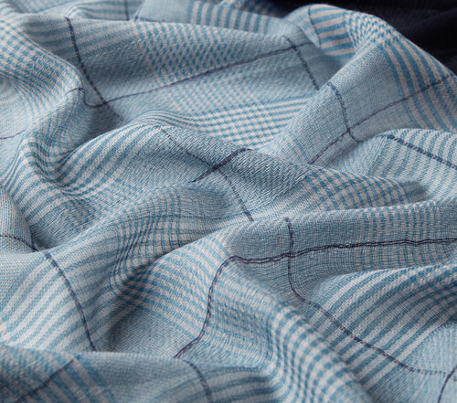 وشاح صوف كاروهات لون أزرق