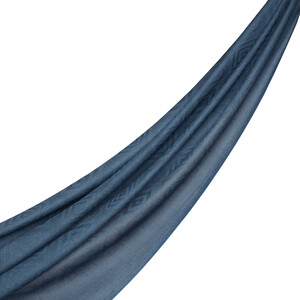 ipekevi - شال صوف وحرير جاكار لون أزرق