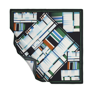 ipekevi - ايشارب حرير تويل تصميم هندسي لون أزرق وأخضر