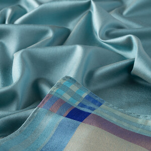 Menthol Blue Frame Silk Scarf - Thumbnail