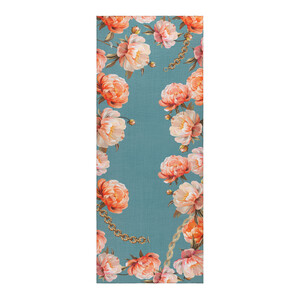 Menthol Chain Peony Patterned Tencel Scarf - Thumbnail
