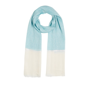 Menthol Herringbone Linen Cotton Scarf - Thumbnail