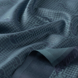 Menthol IE Monogram Cotton Silk Scarf - Thumbnail