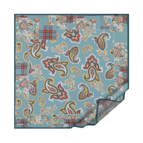 Menthol Patchwork Patterned Tencel Scarf