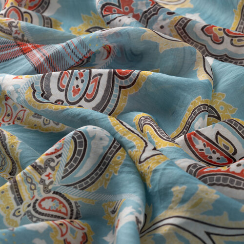 Menthol Patchwork Patterned Tencel Scarf