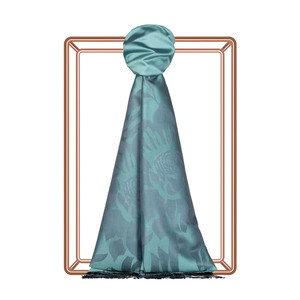 Menthol Royal Garden Jacquard Silk Scarf - Thumbnail