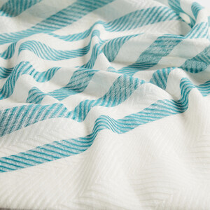 Menthol Striped Linen Cotton Scarf - Thumbnail