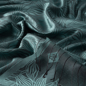 Menthol Stylized Leaf Jacquard Silk Scarf - Thumbnail