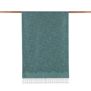 Menthol Stylized Leaf Jacquard Silk Scarf - Thumbnail