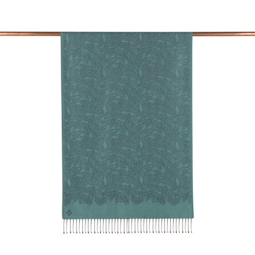 Menthol Stylized Leaf Jacquard Silk Scarf