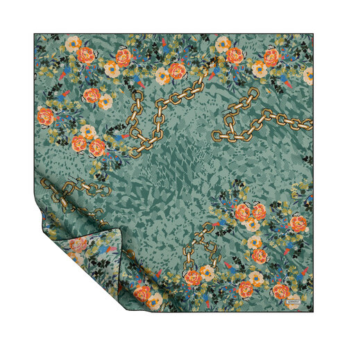 Menthol Wild Spring Twill Silk Scarf