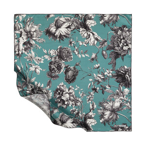 ipekevi - ايشارب حرير تويل تصميم ورود لون بترولي