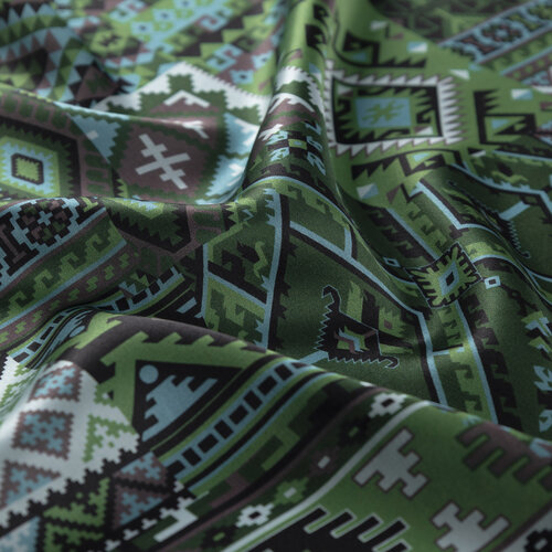 Mentol Sihirli Halı Saten İpek Mendil 