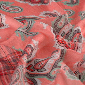 ipekevi - Mercan Patchwork Desenli Tensel Eşarp (1)