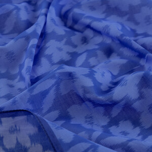 Metalic Blue Orange Flower Cotton Scarf - Thumbnail