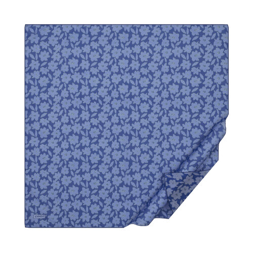 Metalic Blue Orange Flower Cotton Scarf