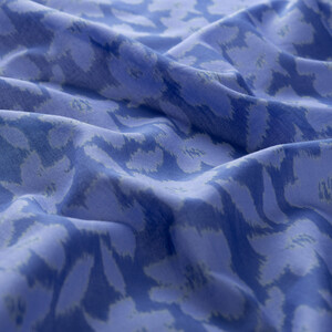 Metalic Blue Orange Flower Cotton Scarf - Thumbnail