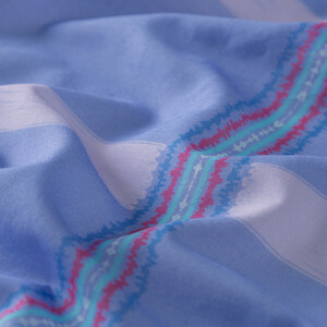 Metalic Blue Rhythm Cotton Scarf - Thumbnail
