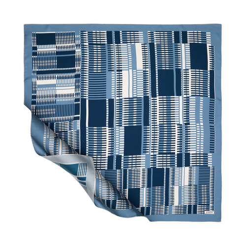 Metalic Blue Skyscarpers Twill Silk Scarf