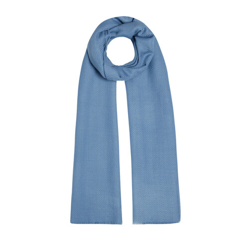 شال صوف وحرير تصميم سمكة لون أزرق معدني