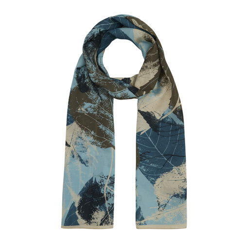 Metallic Blue Defoliation Cotton Rayon Scarf 