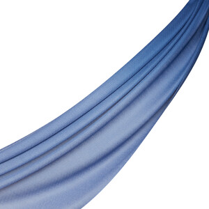 Metallic Blue Gradient Wool Silk Scarf - Thumbnail